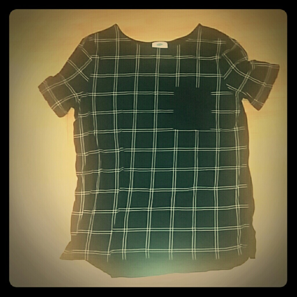 Black & white checked pocket shirt